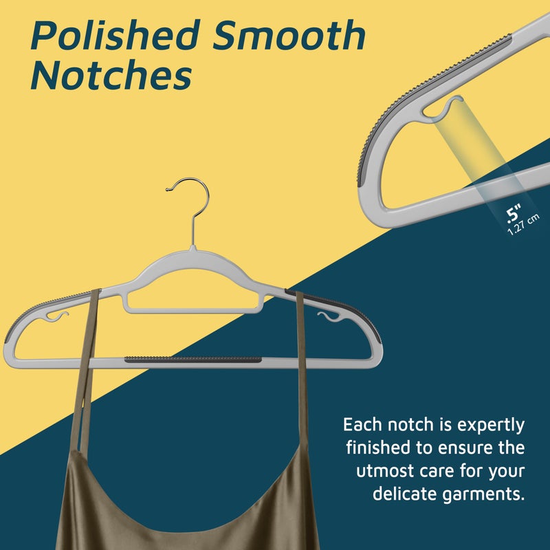 Lifemaster Plastic Clothes Hanger Set - 20 Pieces Versatile, Lightweight, Space-Saving, Non-Slip, Slim Designed, Dry and Wet Clothes Hanger Set with 360Â° Swivel Hook and Rubber Coating - Gray - Image 3