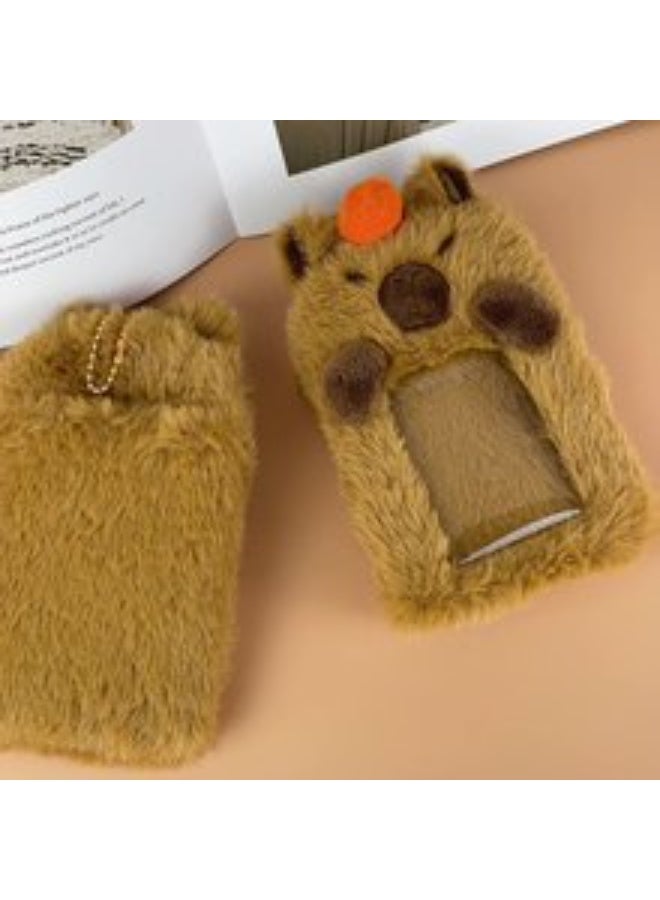 NIBEMINENT 1 - Piece Cartoon Orange Kapibala Kpop Photo Card Holder Pendant Key Chain ID Badge Holder ID Card Holder Photo Card Protector for School ID Office ID Access Card for Women Girls - Image 1