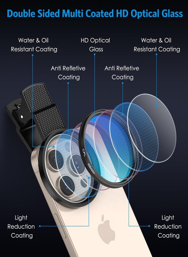 AMIR 52MM Clip-on CPL Phone Camera Lens Filter, Circular Polarizer Filter, Phone Lens Filter Kit Compatible with iPhone 17 16 15 14 13 12, Google Pixel and Other Android Smart Phones - Image 3