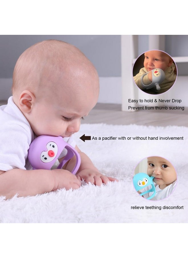 Smily Mia Smily Mia Smily Mia Penguin Teethers, Silicone Teethingtoys For Babies 0-6Months, Baby Teethers For 3-6Months, Hand Teether For Infants, Pacifiers For New Born,Light Purple  - Image 4