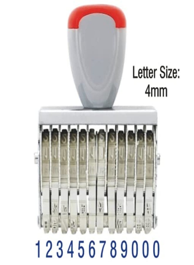 Dinojames Manual Number Stamp (Sign Available- ₹,Gm,/,-,Kg,No,P) - 12 Digits Rolling Bands (Pack of-1) with Violet Stamp Pad - Image 2