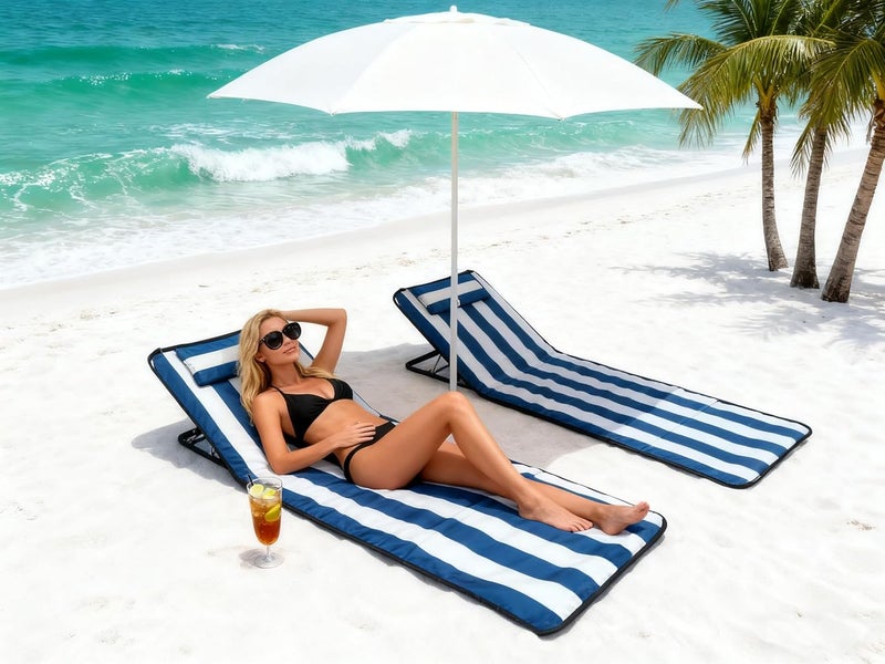 aoliihou Portable beach lounge chair, backpack-style foldable beach seat cushion chair, suitable for adults, lightweight and with a storage bag, suitable for camping/lawn/outdoor/travel - Image 5
