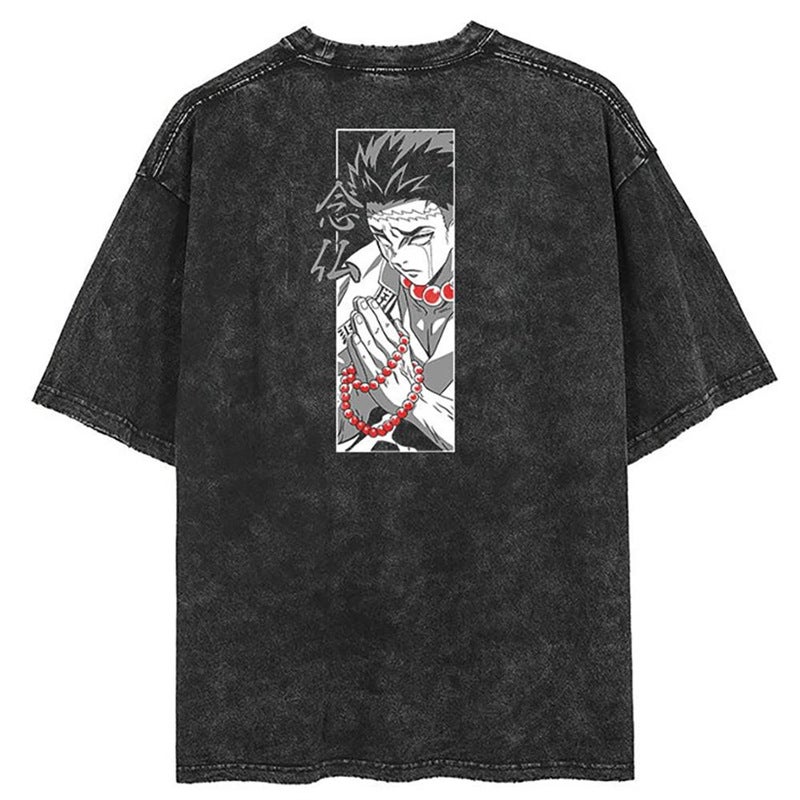 Anime T-Shirt Vintage Washed T-Shirt Men Unisex High Street 20 - Image 1