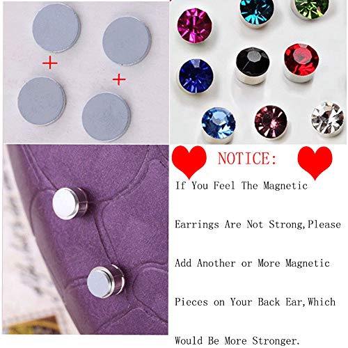 Spiritlele 12 Pairs Colors Crystal Magnetic Earrings Set CZ Clip on Non Piercing Fake Stud Earrings For Unisex - Image 5