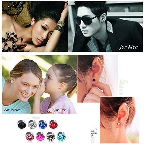 Spiritlele 12 Pairs Colors Crystal Magnetic Earrings Set CZ Clip on Non Piercing Fake Stud Earrings For Unisex - Image 2