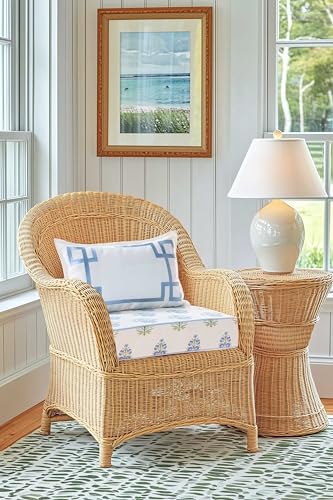 Hofdeco Premium Coastal Patio Indoor Outdoor Seat Cushion Cover Only Set of 2 20x20x4 Water Repellent for Backyard Couch Baby Blue Green Print Floral - Image 3