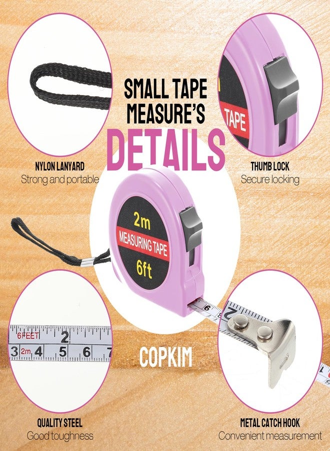 Copkim 50 Pcs 6 FT Mini Tape Measure Retractable Bulk Small Measuring Tape Pocket Size Measurement Tool for Operation Christmas Items Party Favor Gifts Stuffers for Men(Pink) - Image 3
