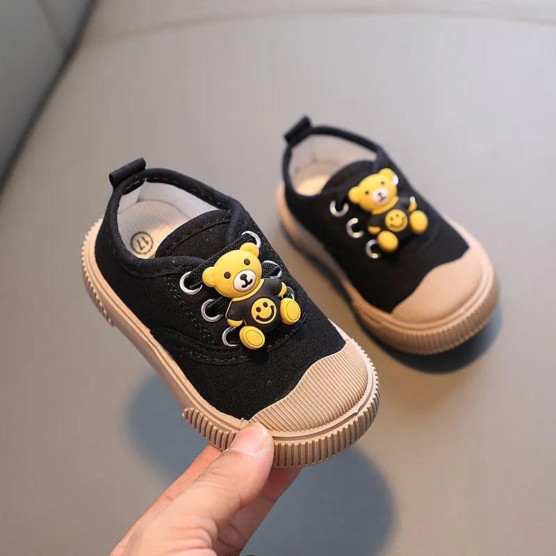 Cartoon Toddler Shoes with Soft TPR Sole - Breathable Canvas Bear Design Shoes for Toddlers - Image 2