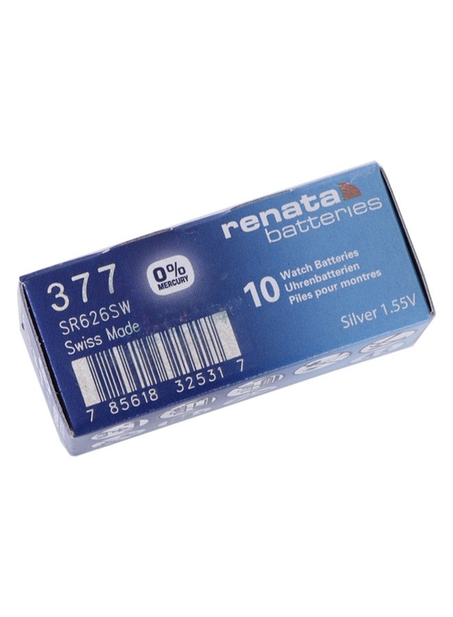 Renata wristwatch battery - Swiss made, 1.55V button cell, Renata Long Life Battery, Strap (10 pcs) R377-10, SR626SW - Image 2
