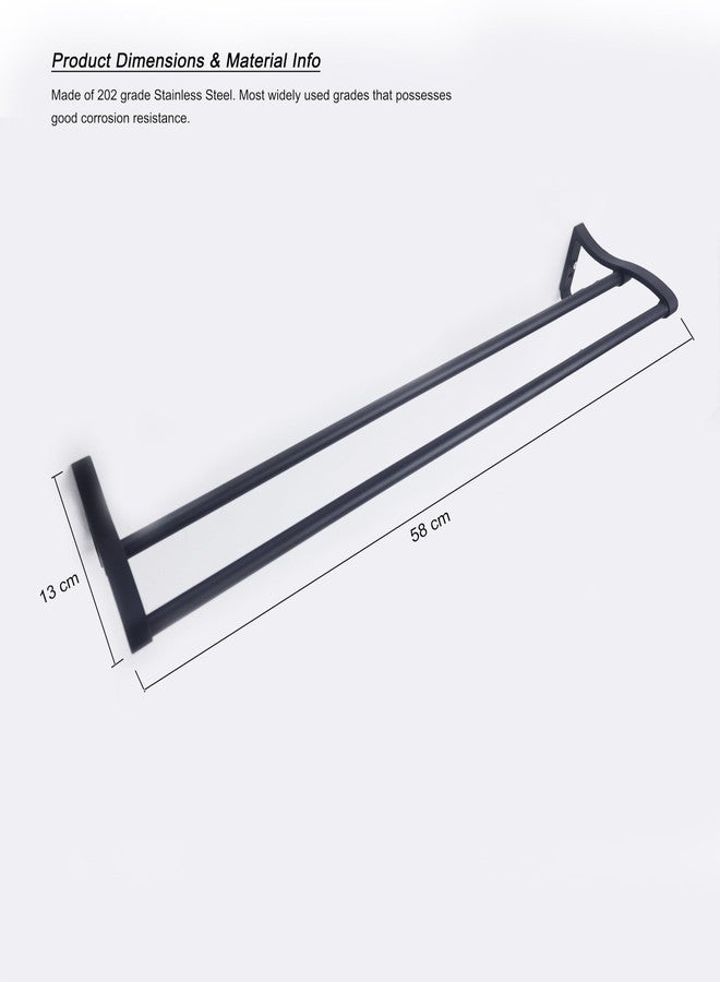 Pathavi Stainless Steel Towel Rack for Bathroom - Wall Mounted, Rust-Resistant Towel Bar for Bath & Kitchen - Space Saving Modern Towel Holder (24 Inch-Black Finish, Pack of 1) - Image 3
