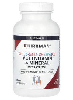 Kirkman Labs Children's Chewable MultiVitamin & Mineral with Xylitol Natural Mango Peach 120 Tablets 