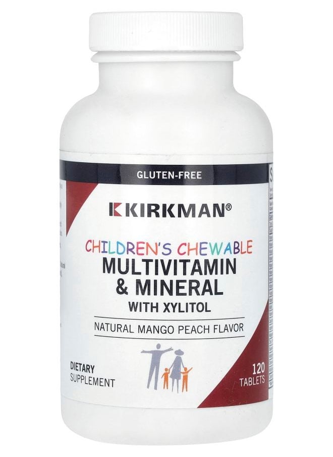 Kirkman Labs - Children's Chewable MultiVitamin & Mineral with Xylitol Natural Mango Peach 120 Tablets - Image 1