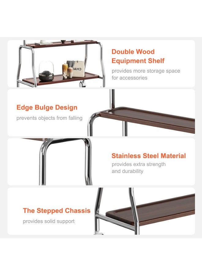 PENG GENERAL Mobile TV Cart Stand with Storage Shelves, Rolling Floor Stand Mount for 32-75 Inch TVs - Image 3