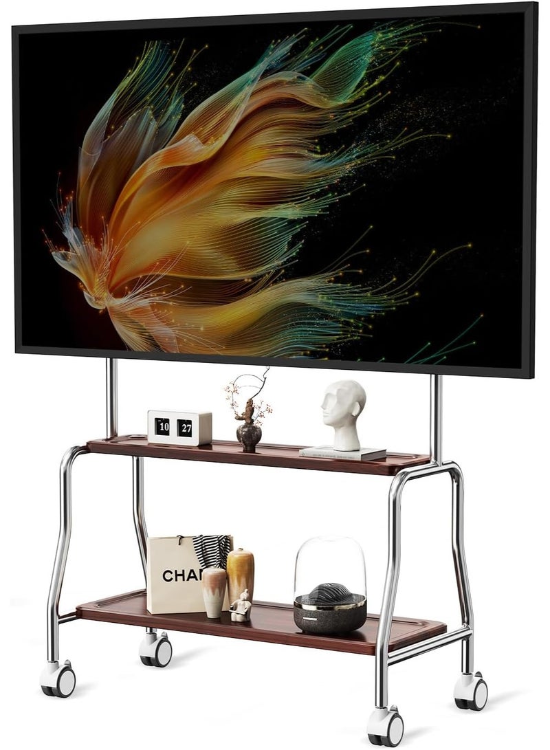 PENG GENERAL Mobile TV Cart Stand with Storage Shelves, Rolling Floor Stand Mount for 32-75 Inch TVs - Image 1