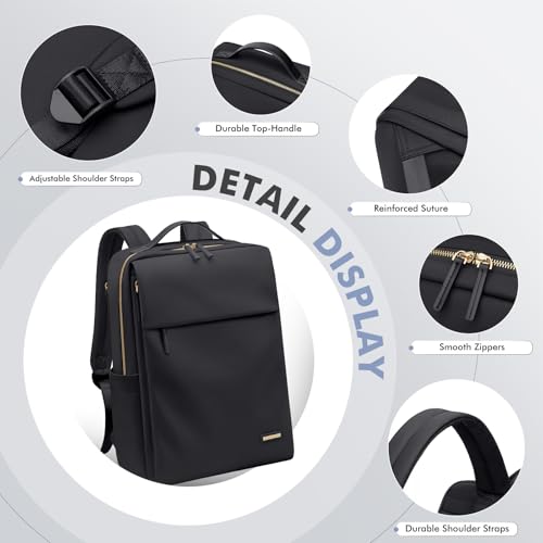 GOLF SUPAGS Travel Laptop Backpack for Women Airline Approved for Work College Travel Multi-Functional Casual Daypack Teacher Nurse Bags Fits 15.6 Inch Notebook (Black) - Image 3