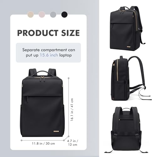 GOLF SUPAGS Travel Laptop Backpack for Women Airline Approved for Work College Travel Multi-Functional Casual Daypack Teacher Nurse Bags Fits 15.6 Inch Notebook (Black) - Image 4