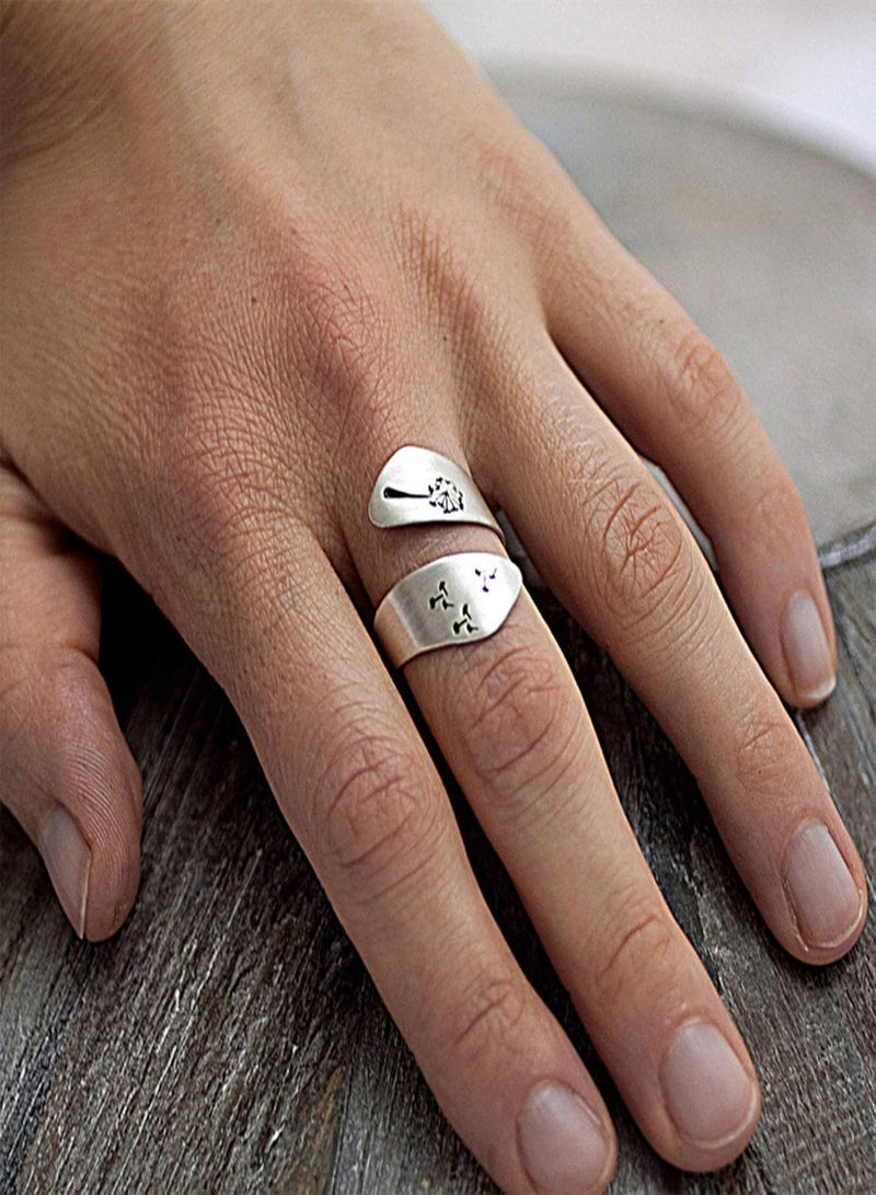 GGOOT Simple Women Dandelion Spiral Opening Finger Ring Adjustable Party Jewelry Gift - Silver - Flower Seeds Vegetable Seeds Fruit Seeds Garden Plant Seeds - Image 5