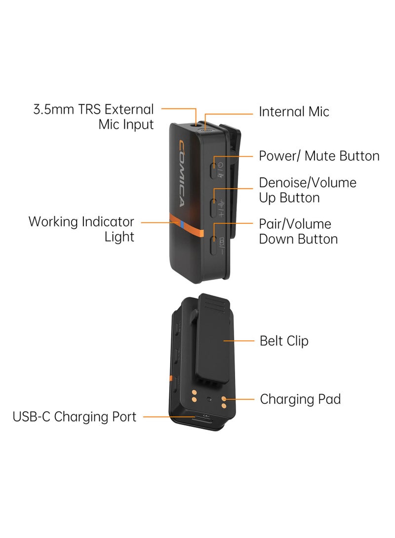كوميكا نظام ميكروفون لاسلكي Comica Audio Vimo Q K4-Person للكاميرات والهواتف الذكية (أسود) - Image 5