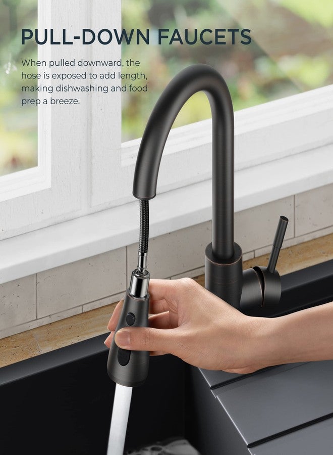 FORIOUS Kitchen Faucets, Kitchen Faucet with Pull Down Sprayer, High Arc Single Handle Stainless Steel Sink Faucets 1 or 3 Hole, Classic Kitchen Sink Faucets for Farmhouse Camper Laundry Rv Bar, ORB - Image 2