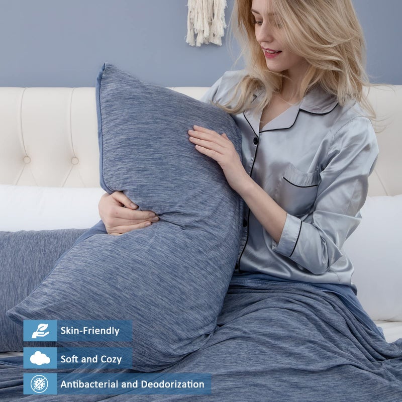 CHOSHOME COWNING PALIW CASES DOWNE DOUBLE DESICATION [التبريد والقطن] أغطية وسادة التبريد Q-MAX 0.45 للعرق الليلي للنوم الساخن HIDDEN SHIPPER 2 (20 "" × 26 "الأزرق) - Image 5
