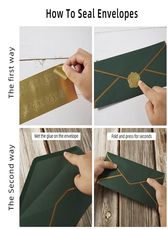 Topeen 50 Pack #10 Business Envelopes with Gold Border, Self Seal Standard Envelopes with Gold Stickers for Office, Checks, Letter Mailing, Invoices, 4 1/8 x 9 1/2 Inches (Dark Green) - Image 3