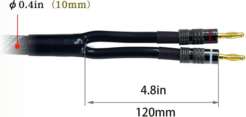 1pcs 10ft 14awg Premium Heavy Duty Braided Wire Dual Banana to babana Gold Plated Plug Speaker Cable OFC Oxygen-Free Copper - Image 5
