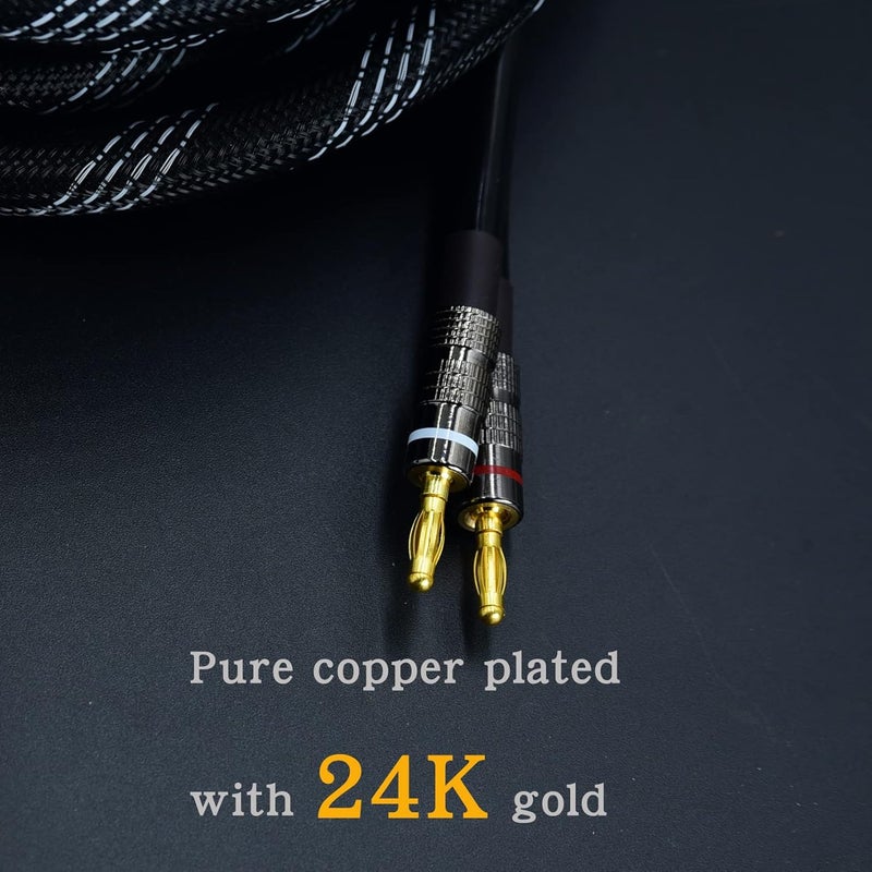 1pcs 10ft 14awg Premium Heavy Duty Braided Wire Dual Banana to babana Gold Plated Plug Speaker Cable OFC Oxygen-Free Copper - Image 3