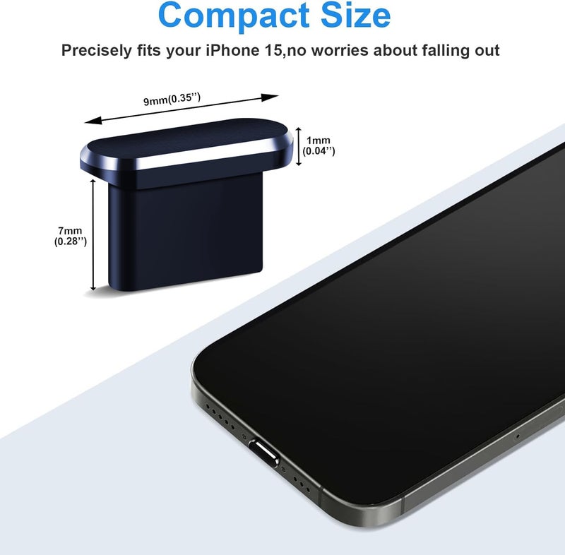 Mizi [2 Pack] USB-C Metal Anti Dust Plug Cover, Protect Charging Port from Dust and Moist with Storage Box and Cable Clip Holder for iPhone 15/16 /17Series - Dark Blue - Image 5