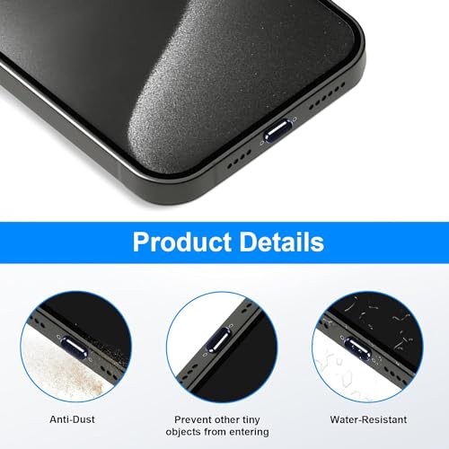 Mizi [2 Pack] USB-C Metal Anti Dust Plug Cover, Protect Charging Port from Dust and Moist with Storage Box and Cable Clip Holder for iPhone 15/16 /17Series - Dark Blue - Image 3