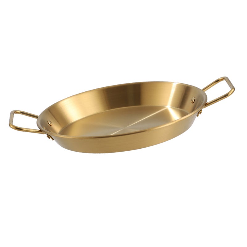 Stainless Steel Paella Pan: Oval 2-Handle Ergonomic Grip - Even Heat Distribution Scratch Resistant Spanish Paella Pan for Home Kitchen Restaurant Use - Image 4