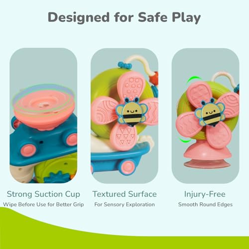 R for Rabbit Orapple Spinster Toy for Baby 5-in-1 Suction Spinner, Rattle, Friction Car, Windmill & Sensory Play | BPA-Free, Safe & Durable | Interactive Learning Toys for 6+ Months Kids (Blue Cream) - Image 4