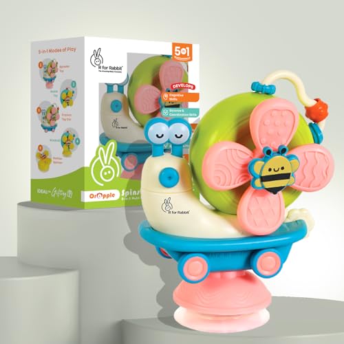 R for Rabbit Orapple Spinster Toy for Baby 5-in-1 Suction Spinner, Rattle, Friction Car, Windmill & Sensory Play | BPA-Free, Safe & Durable | Interactive Learning Toys for 6+ Months Kids (Blue Cream) - Image 1