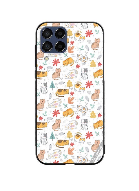 Protective Case Cover For Samsung Galaxy A12 Chilling Cat Pattern Design Multicolour