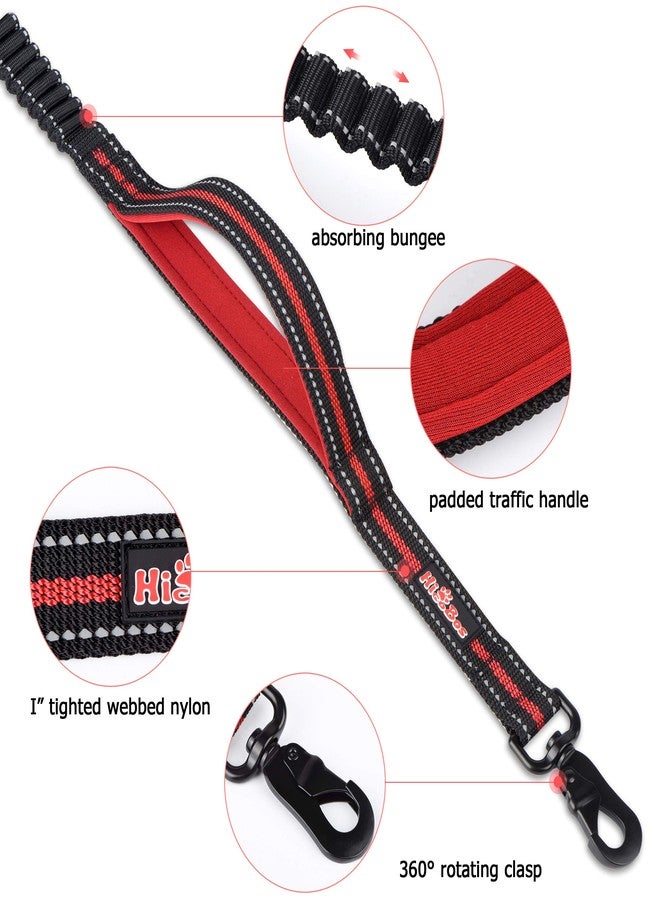 HICOBOS Dog Training Leash 6ft for Large Medium Dogs-2 Padded Traffic Handle Rope- Heavy Duty Shock Absorbing Bungee- Optional Hands Free for Dog Training, Walking, Jogging & Biking (Red) - Image 3