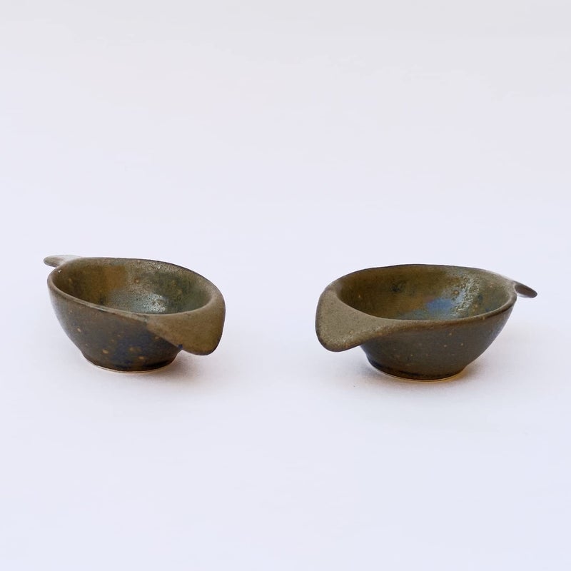 ARDVAN INDIA ARDVAN INDIA Chutney Sauce Pickle Aachar Ketchup Dip Serving Bowl Ceramic Hand DualGlazed Studio Pottery Ceramic Set 40 ML Small Set of 2 Brown Dip Bowl Ketchup Bowls  - Image 3