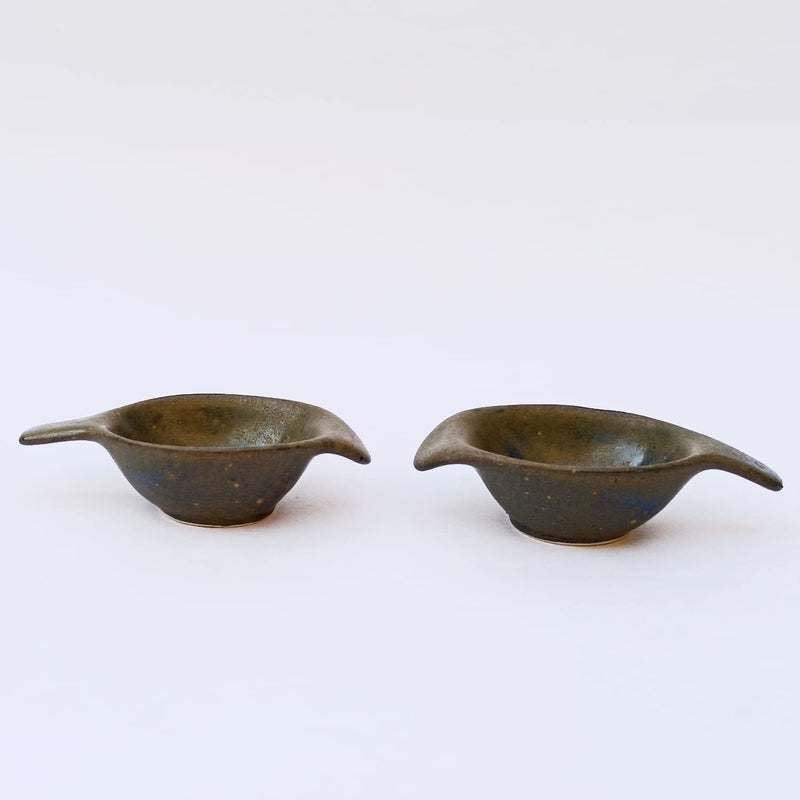 ARDVAN INDIA ARDVAN INDIA Chutney Sauce Pickle Aachar Ketchup Dip Serving Bowl Ceramic Hand DualGlazed Studio Pottery Ceramic Set 40 ML Small Set of 2 Brown Dip Bowl Ketchup Bowls  - Image 1
