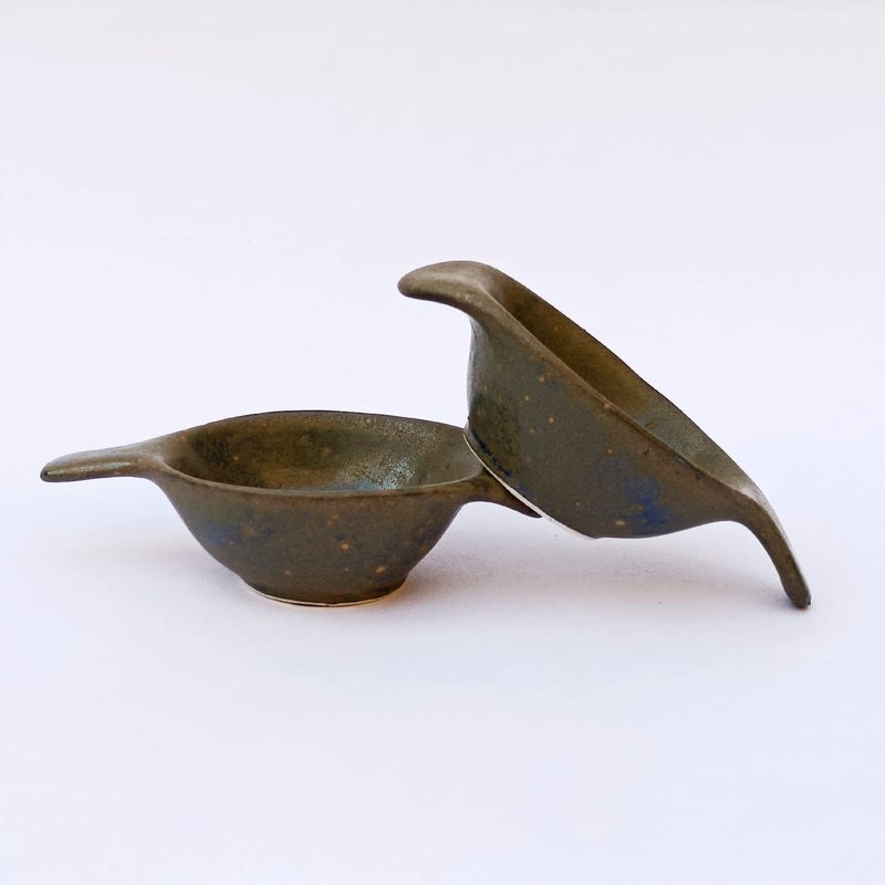 ARDVAN INDIA ARDVAN INDIA Chutney Sauce Pickle Aachar Ketchup Dip Serving Bowl Ceramic Hand DualGlazed Studio Pottery Ceramic Set 40 ML Small Set of 2 Brown Dip Bowl Ketchup Bowls  - Image 4