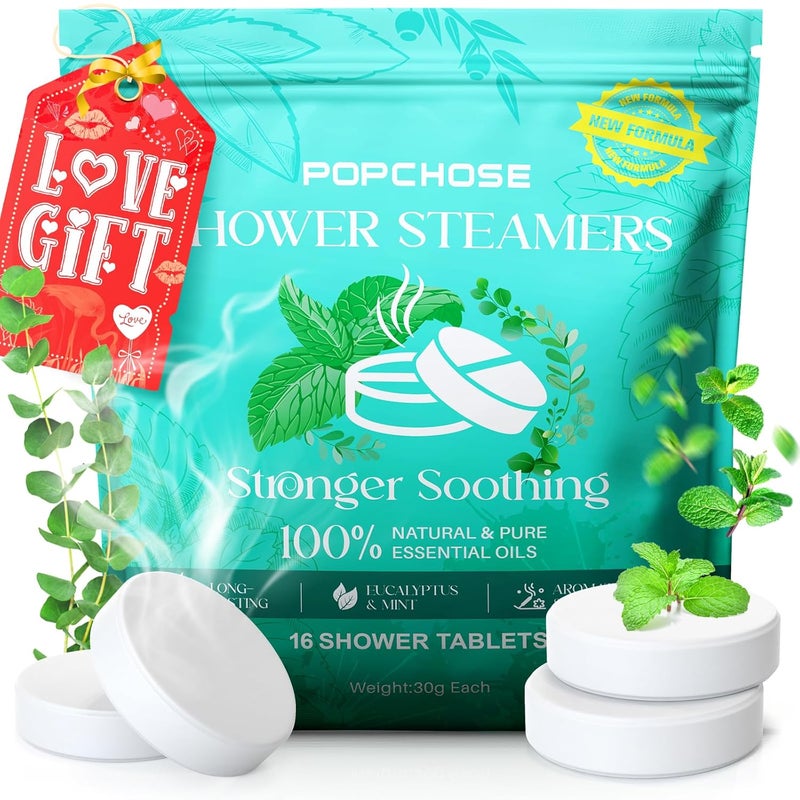 Shower Steamers Eucalyptus Shower Tablets  Mint Scent Shower Steamer Aromatherapy 16 Pack Clean Dissolving  Quick Relief Nasal Congestion Relaxation  Self Care Gift for Women  Men Home SPA