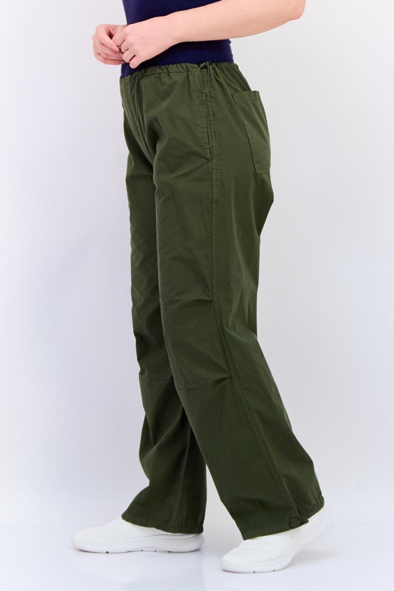 KOTON Women Regular Fit Solid Straight Leg Pants, Olive - Image 4