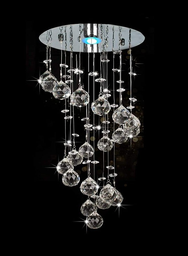 CRYSTA WORLD 3 Watts K9 Modern Spiral Crystal Chandelier (White, Hight 58.5 cm (23 inch)) - Image 1