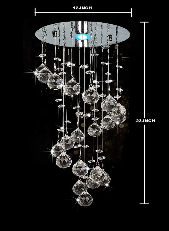 CRYSTA WORLD 3 Watts K9 Modern Spiral Crystal Chandelier (White, Hight 58.5 cm (23 inch)) - Image 2