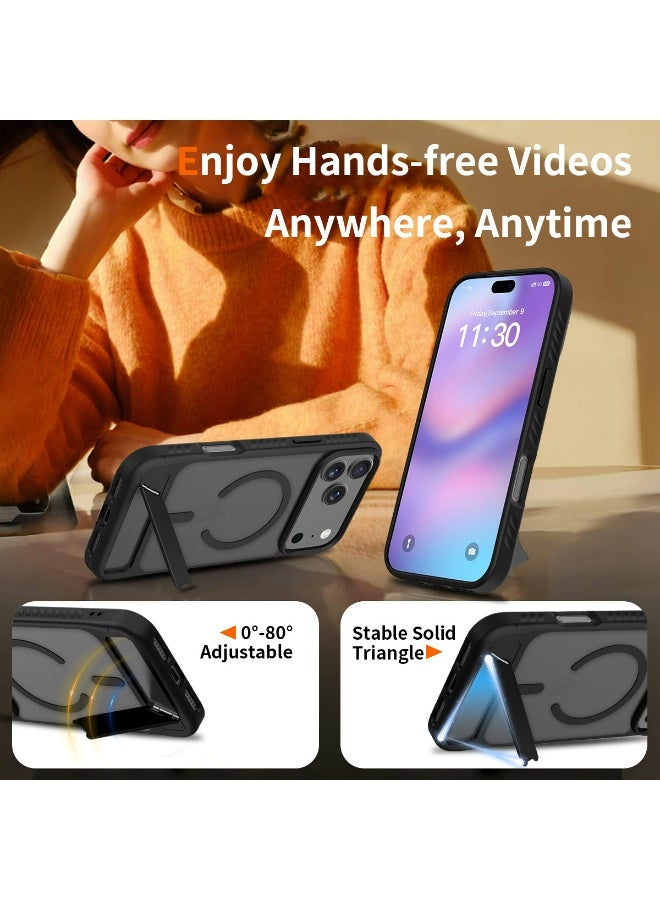 Magnetic Compatible with iPhone 17 Pro Max  Case, 【Built-in Invisible Kickstand】【Compatible with Mag-Safe】Slim Translucent Matte Phone Case  Slim Fit Military Grade Drop Protection Shockproof Anti-Fingerprint Phone Case, 6.9'' inch 2025 - Image 3