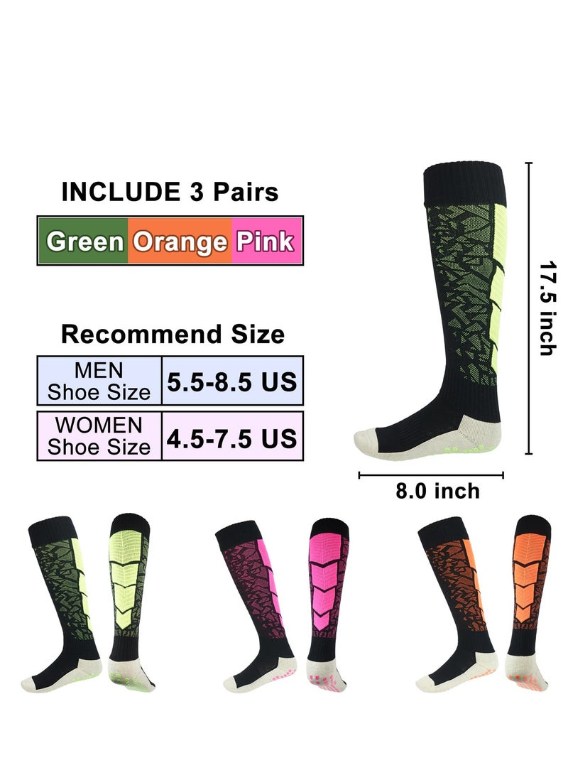 Generic Non Slip Compression Socks, Long Anti Skid Tube Socks Grip Knee High Sports Soccer Socks, Durable Heavy Weight Grip Socks, Breathable Fabric, Tight and Strechy Material, Used as Yoga, Soccer (3 Pair)  - Image 3