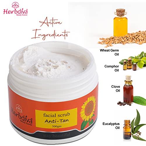 Herbdiva Anti-Tan Facial Scrub | 500g | Face & Body Scrub | Tan Removal & Blackheads | Enriched with Clove Oil & Glycerin | Deep Cleansing | Exfoliating Scrub | For All Skin Types - Image 3