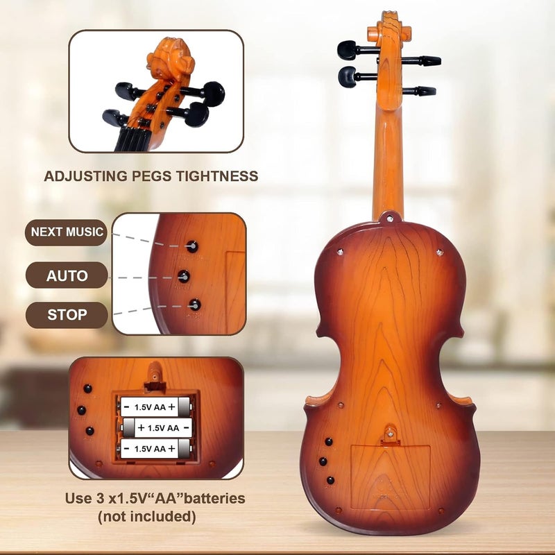 TERRIFI 16 Inch Violin Toy for Kids, 4-String Musical Instrument for Children, Multifunctional Portable Electronic Violin, Educational and Fun for Boys and Girls - Image 3