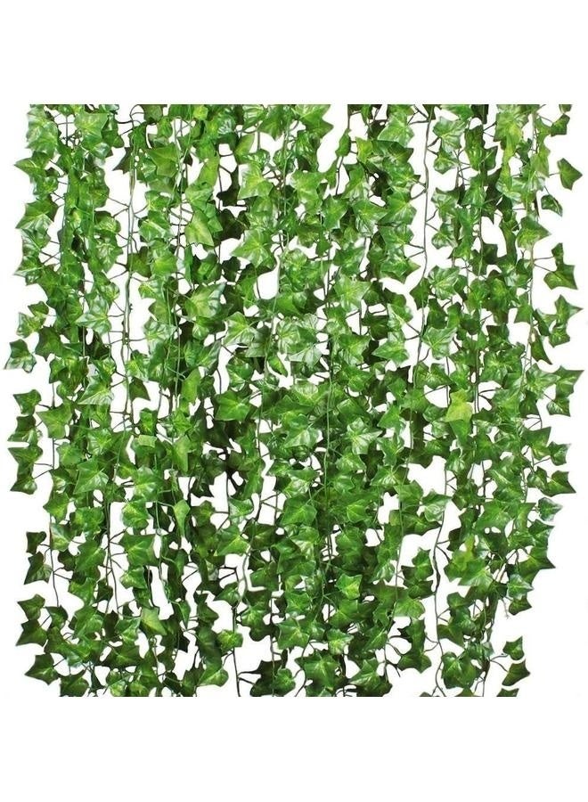 12-Piece Artificial Hanging Ivy Leaves Green-Fake Ivy Leaves Vines Artificial Garland Greenery Hanging Plants for Bedroom Decor Aesthetic, Party Wedding Wall - Image 1