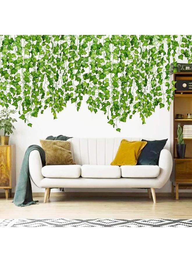 12-Piece Artificial Hanging Ivy Leaves Green-Fake Ivy Leaves Vines Artificial Garland Greenery Hanging Plants for Bedroom Decor Aesthetic, Party Wedding Wall - Image 2