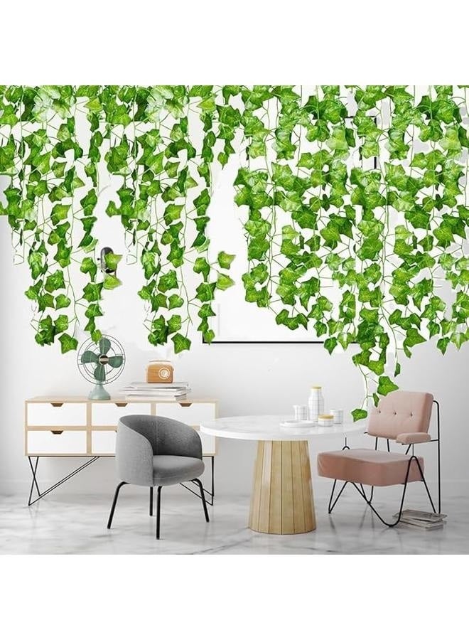 12-Piece Artificial Hanging Ivy Leaves Green-Fake Ivy Leaves Vines Artificial Garland Greenery Hanging Plants for Bedroom Decor Aesthetic, Party Wedding Wall - Image 5