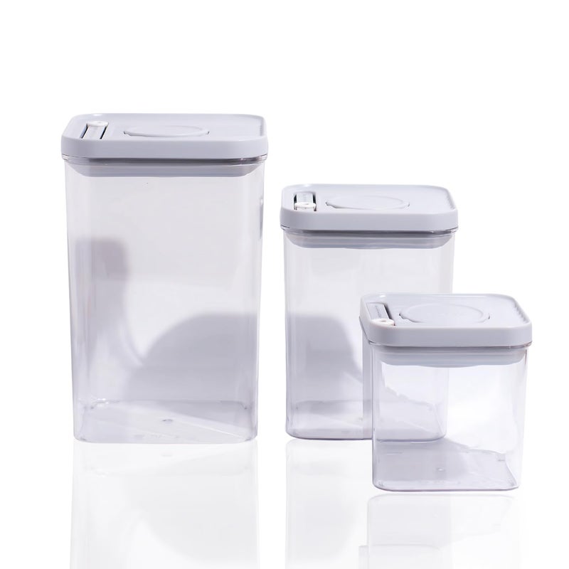 SCL Steelo Steelo SoFresh Push Lock Plastic Kitchen Storage Containers Air Tight Leakproof Stackable Organizers BPA Free Fridge Safe PET Food Grade Clear Pack Of 3600 ML 1250 ML 2200 ML - Image 1