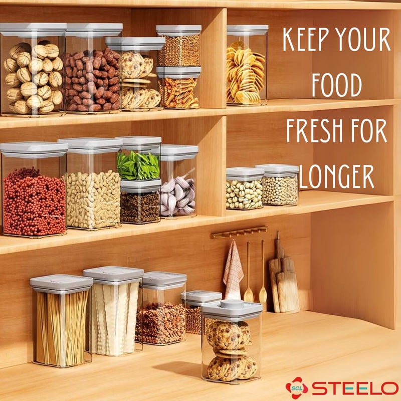 SCL Steelo Steelo SoFresh Push Lock Plastic Kitchen Storage Containers Air Tight Leakproof Stackable Organizers BPA Free Fridge Safe PET Food Grade Clear Pack Of 3600 ML 1250 ML 2200 ML - Image 5